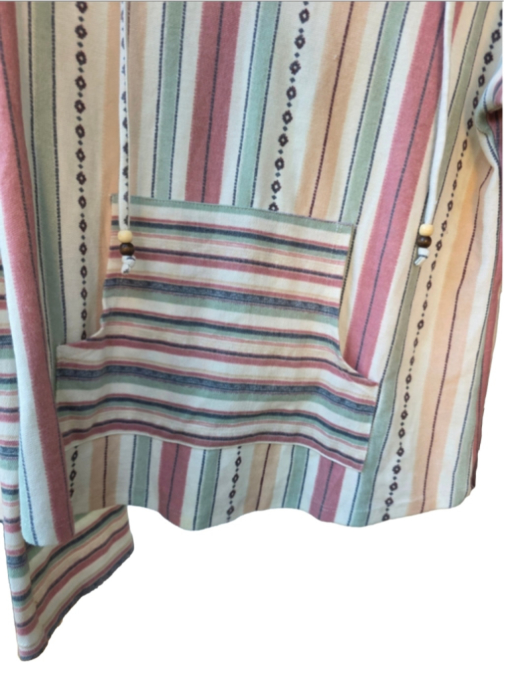 Women's Pie in the Sky Striped Hoodie Shirt Size S Beige Pink boho-inspired chic - Picture 6 of 13